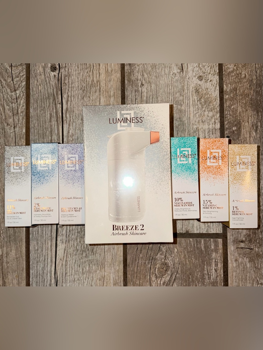 Luminess White with Rose Gold Accent Airbrush Skincare Device w/ 6 products